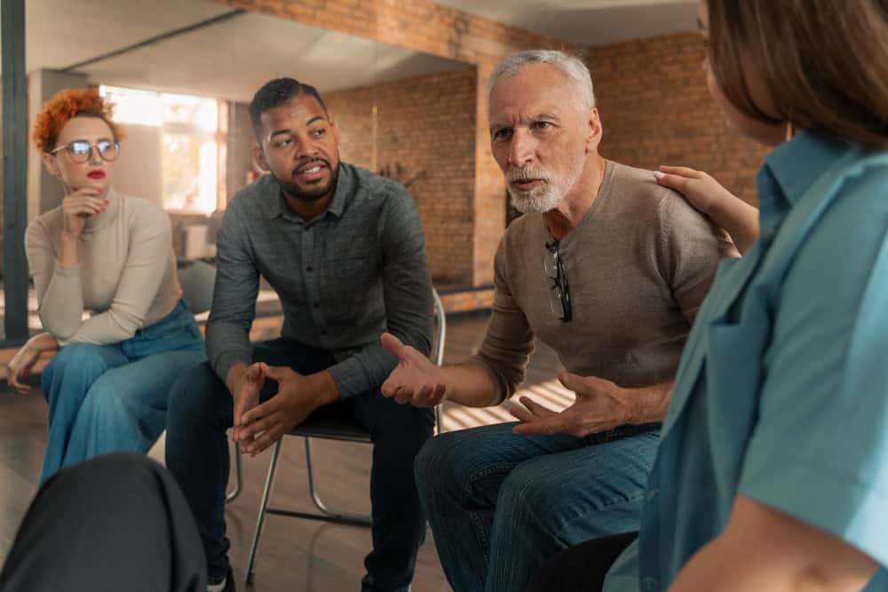 Psychological support group meeting during an outpatient rehab program in Massachusetts at Brook Recovery Centers.