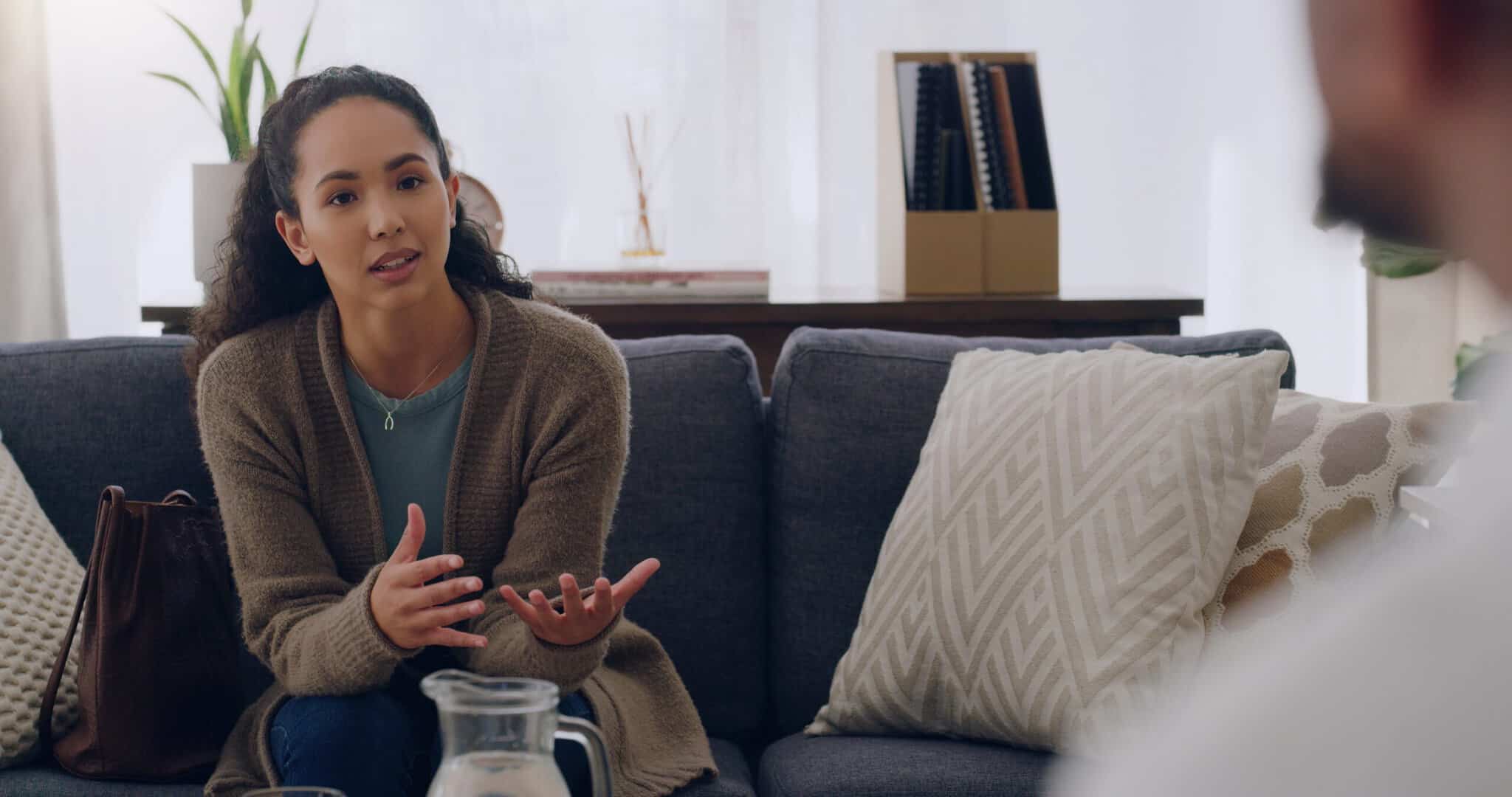A woman discusses options for treatment during bipolar disorder and addiction treatment in Massachusetts.