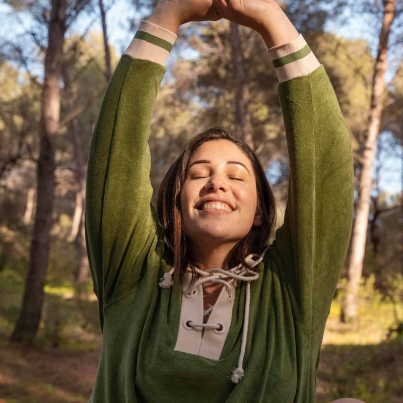 Peaceful woman enjoying the nature
